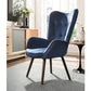 Velvet Accent Chair Modern Tufted Button Wingback Wooden Legs Kas