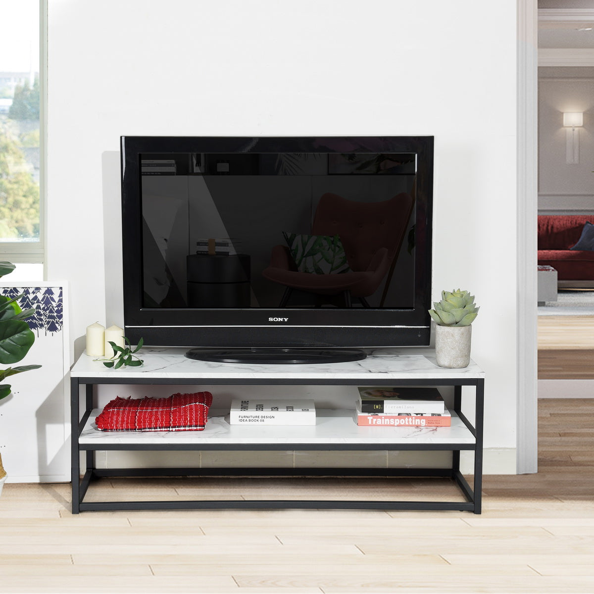 TV Stand with 3 Shelves Coffee Table Facto