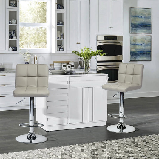 Barstools PU Upholstered Swivel Height Ajustable Bar Stools Begonia