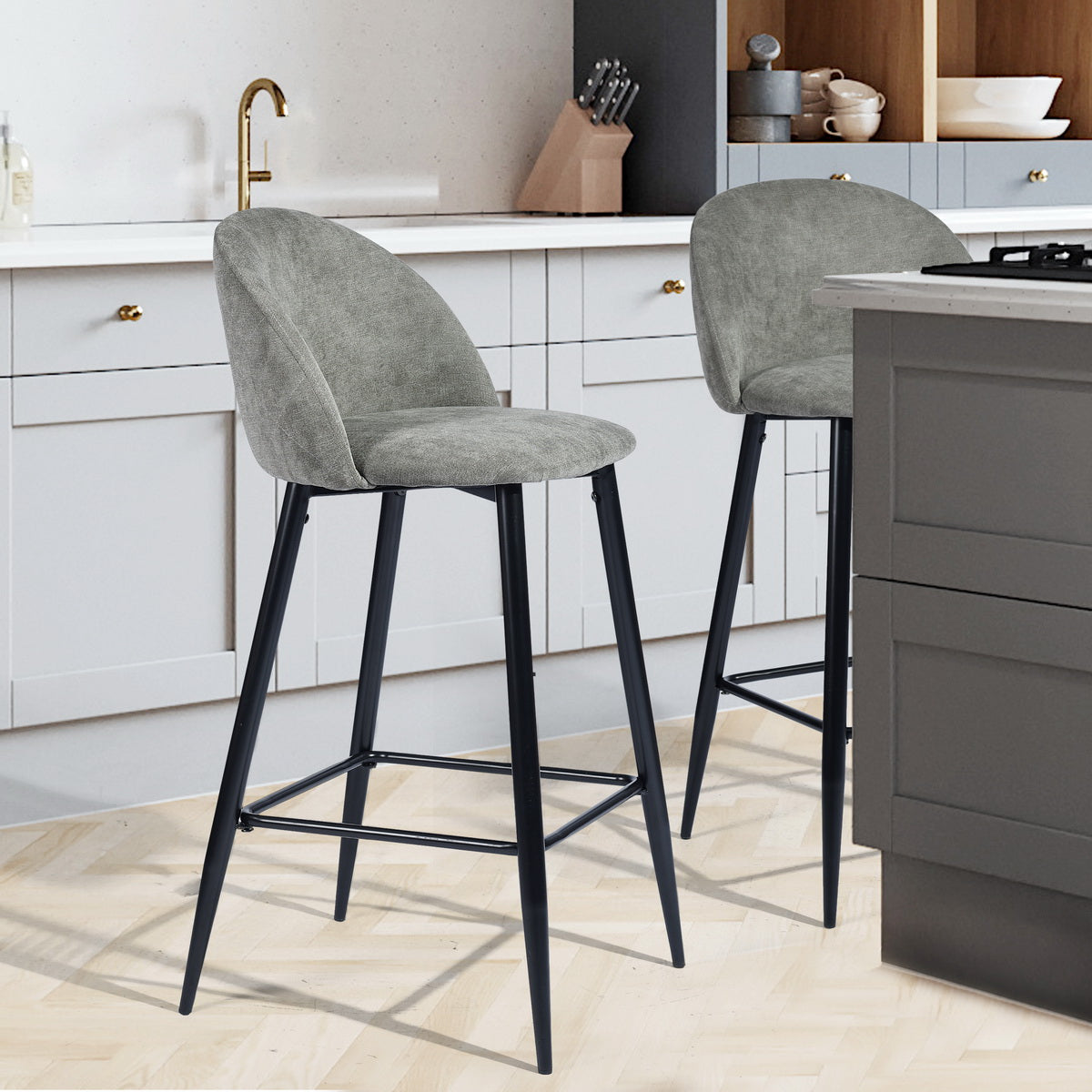 Barstools Fabric Upholstered Bar Stools Haseeb