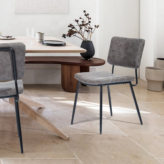 Dining Chairs Vintage PU Upholstered Metal Legs Karomi