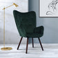 Velvet Accent Chair Modern Tufted Button Wingback Wooden Legs Kas