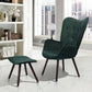 Velvet Accent Chair with Footrest Stool Tufted Button Wingback Wooden Legs Kas