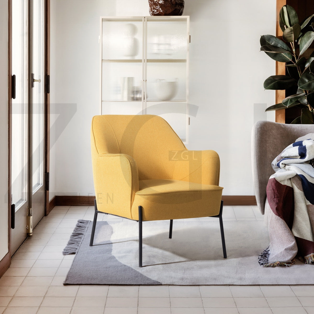 Fabric Accent Chair with Armrest Mid Century Living Room Chairs Dugan