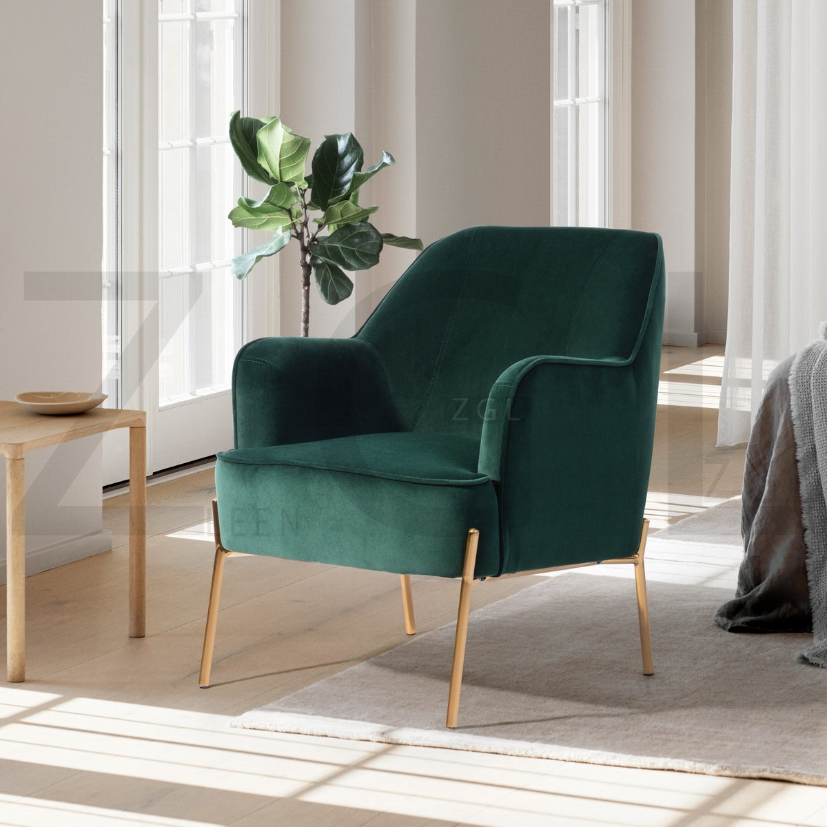 Fabric Accent Chair with Armrest Mid Century Living Room Chairs Dugan