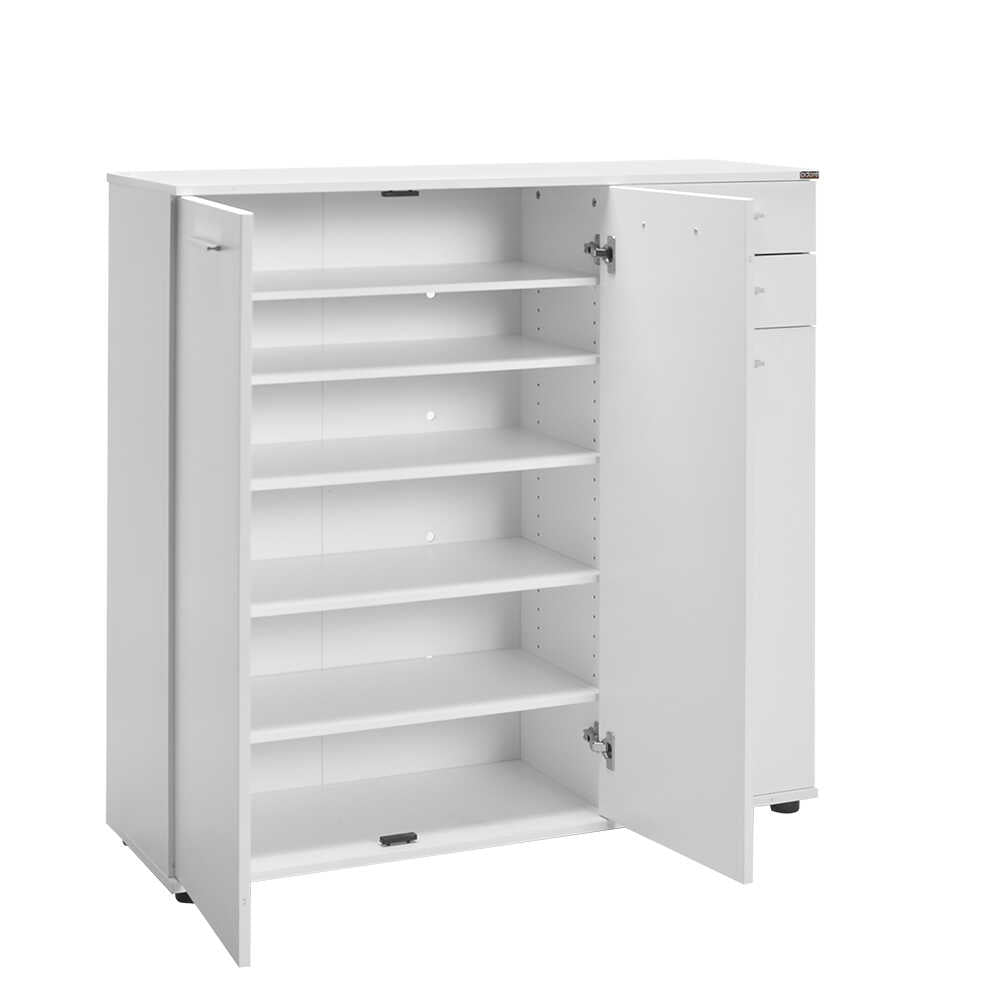 Shoe Cabinet W/ Three Doors & Two Drawers White ADR
