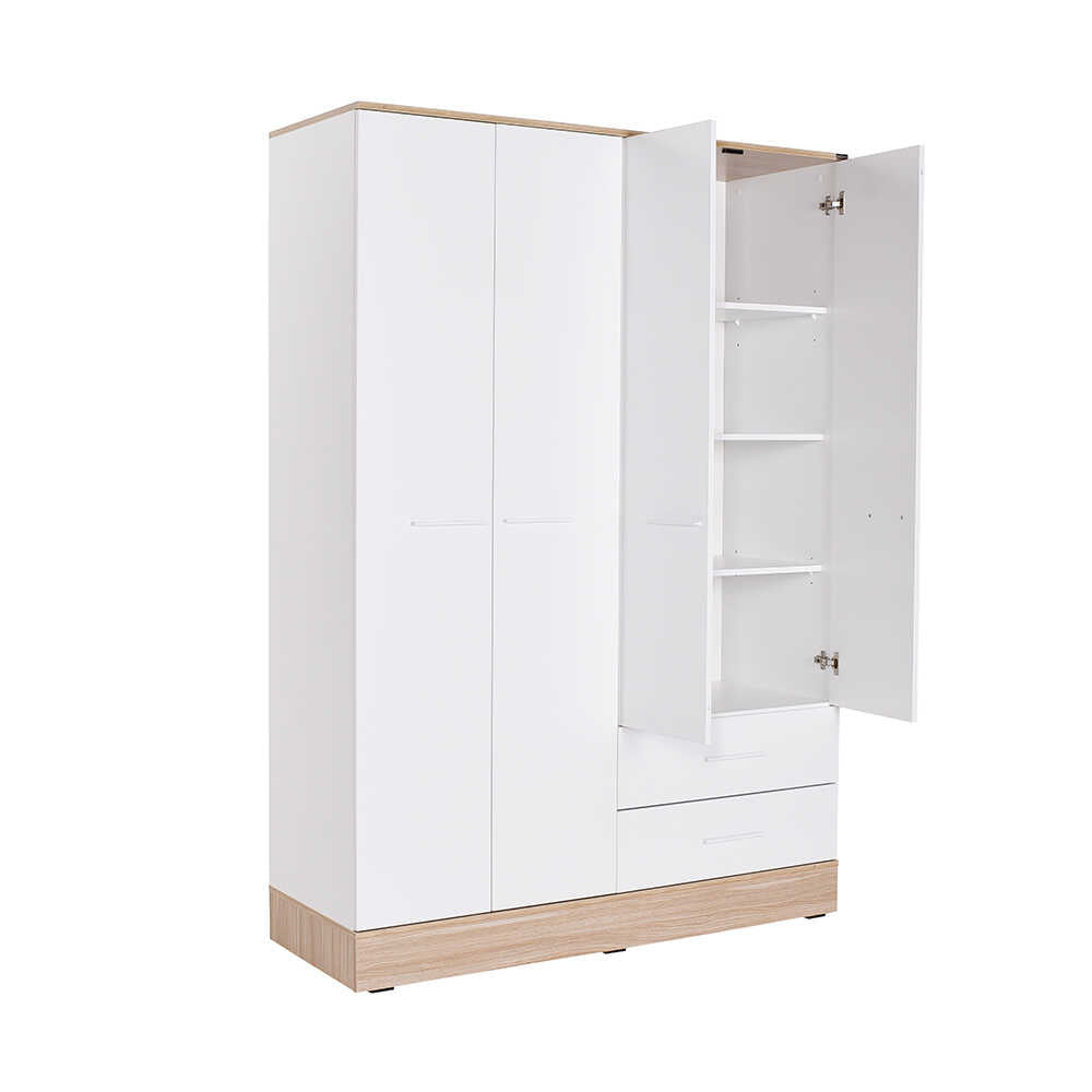 Base Teen Room Wardrobe W/ Four Doors & Two Drawers Italian Oak & White GRD