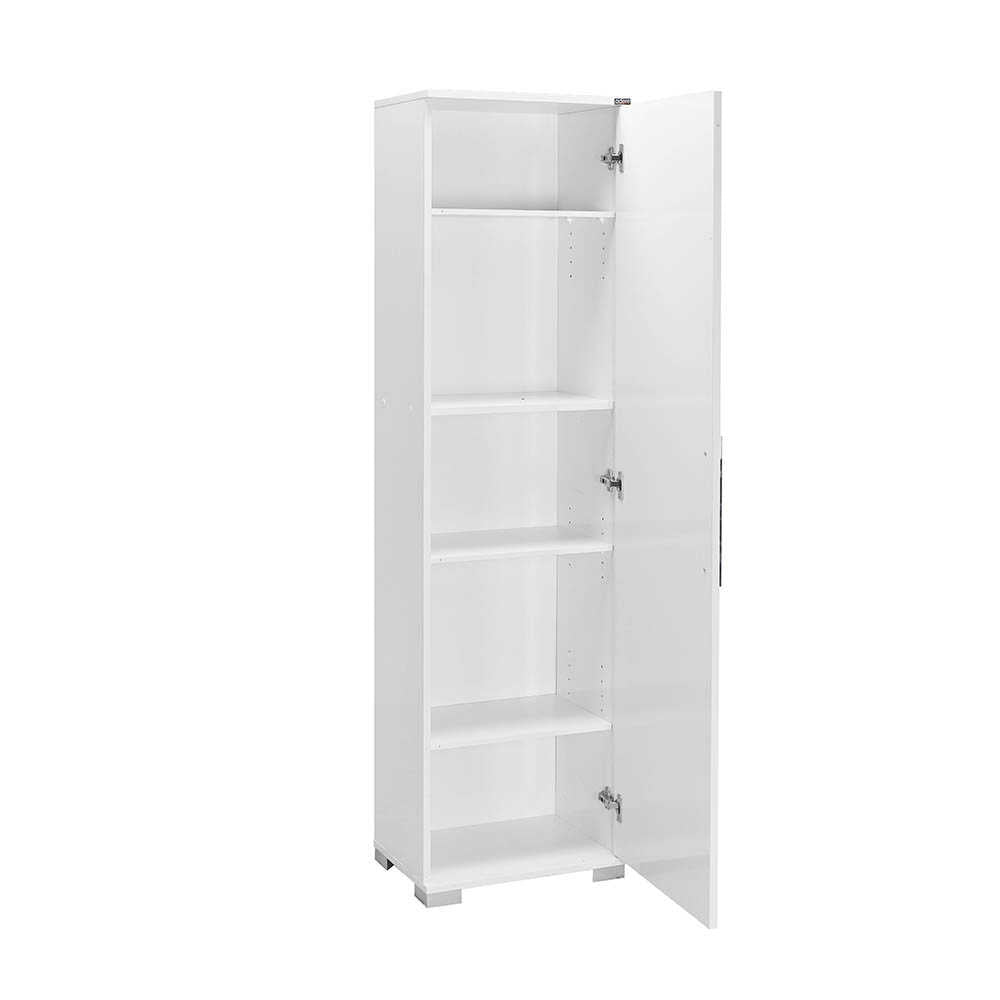 Multipurpose Cabinet W/ Four Shelves & One Door High Gloss White ADR
