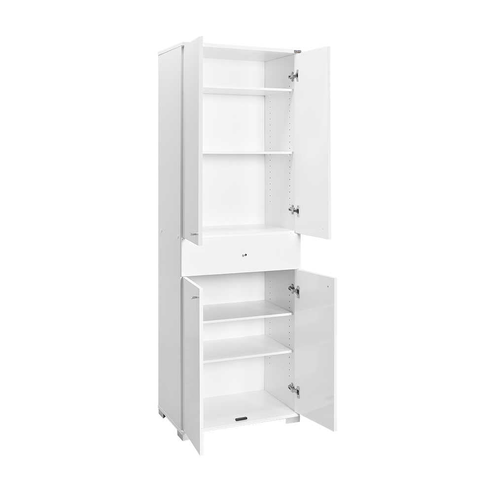 Multipurpose Cabinet W/ Two Sections & Four Doors & One Drawer High Gloss White ADR