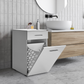 Laundry Cabinet W/ Laundry Basket Section & One Drawer High Gloss White ADR