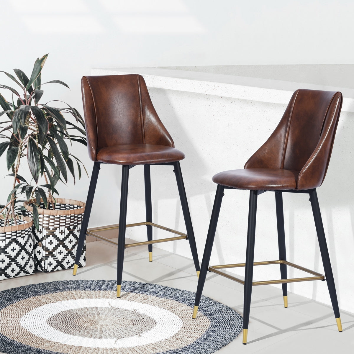 Barstools PU Upholstered Metal Legs Bar Stools Smeg