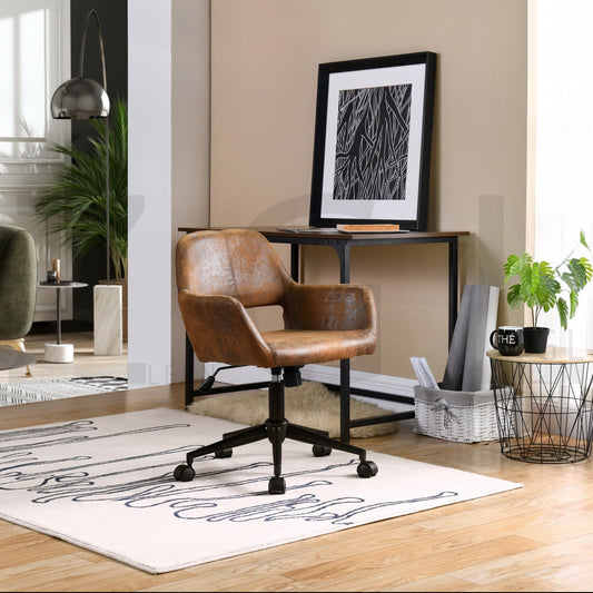 Suede Upholstered Swivel Ergonomic Home Office Chair Armrest Ross