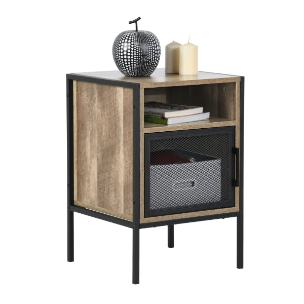 Night Stand with Door and Open Shelf Loft