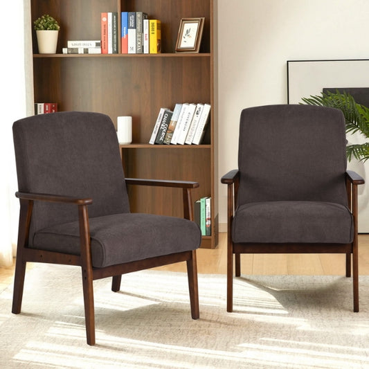 Brown Wooden Accent Chair with Armrest Bruqax