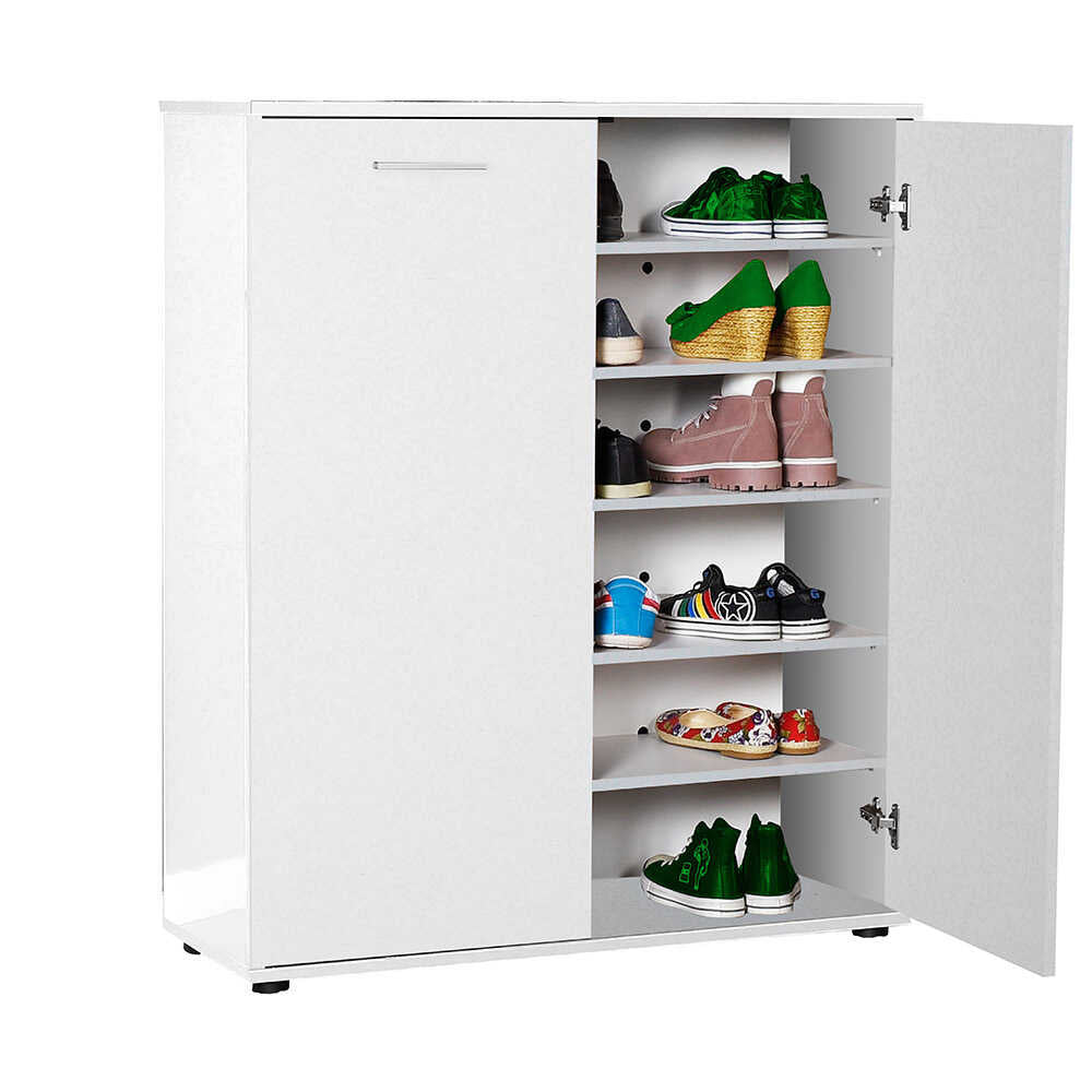 Shoe Cabinet W/ Five Shelves & Two Doors White ADR