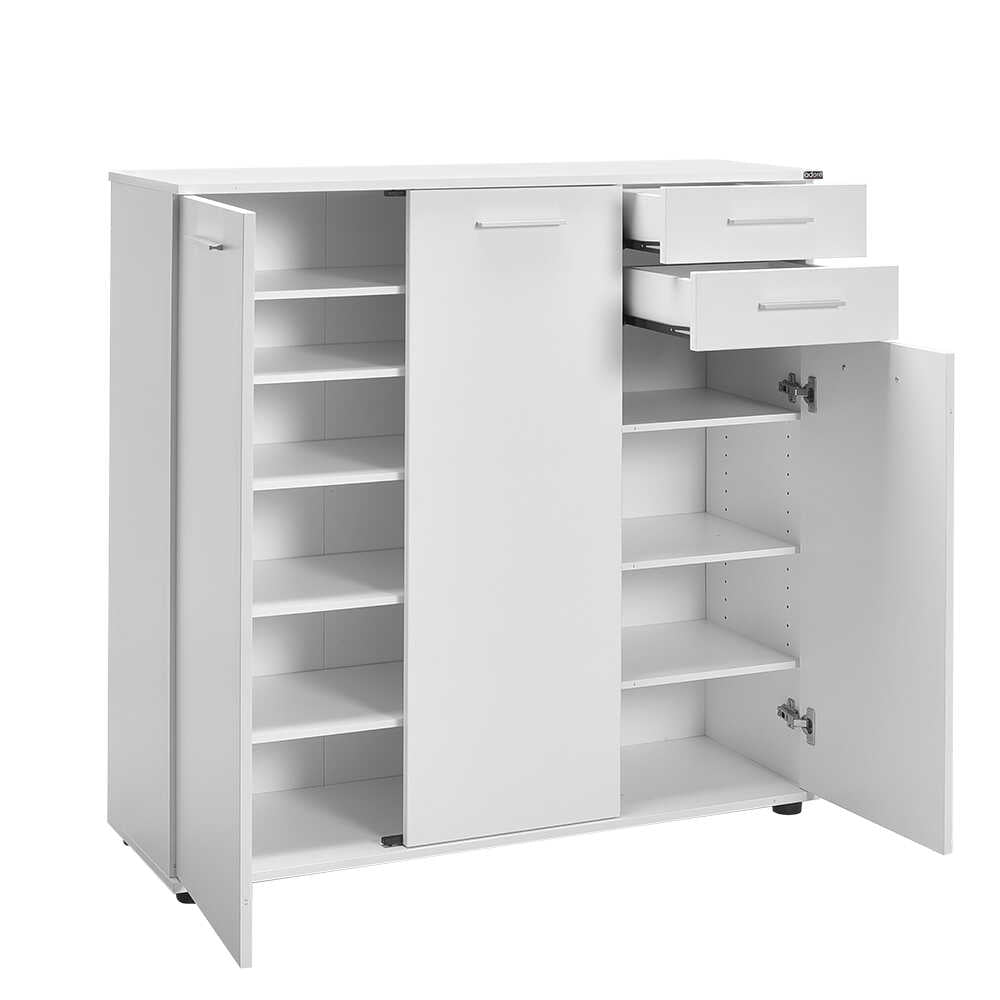 Shoe Cabinet W/ Three Doors & Two Drawers White ADR