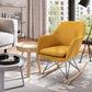 Rocking Accent Chair Fabric Velvet Wooden Legs Armrest Dottie