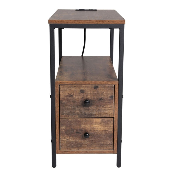 Narrow Coffee Table with 2 Drawers & USB Charging Station Vrains