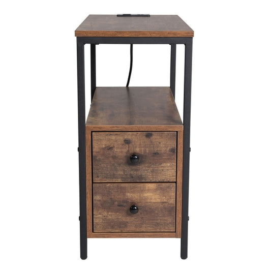 Narrow Coffee Table with 2 Drawers & USB Charging Station Vrains