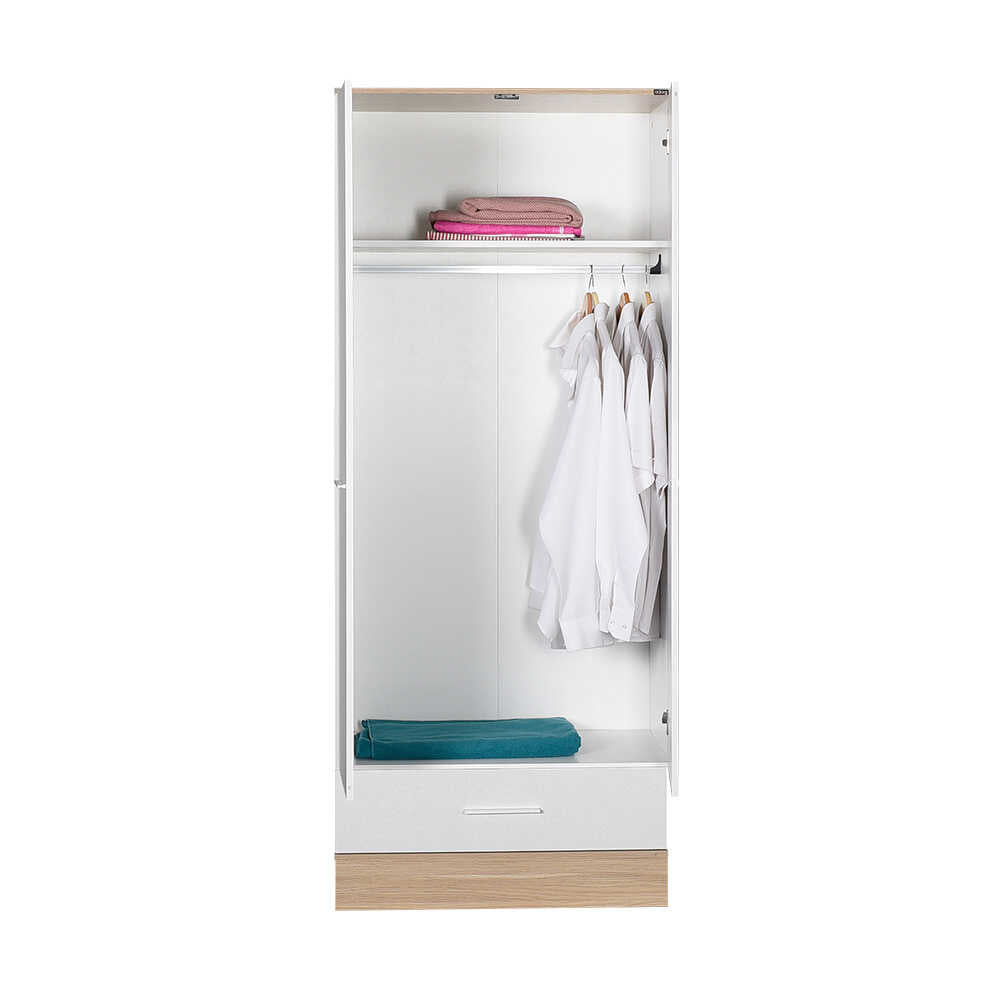 Base Teen Room Wardrobe W/ Two Doors & One Drawer Italian Oak & White GRD