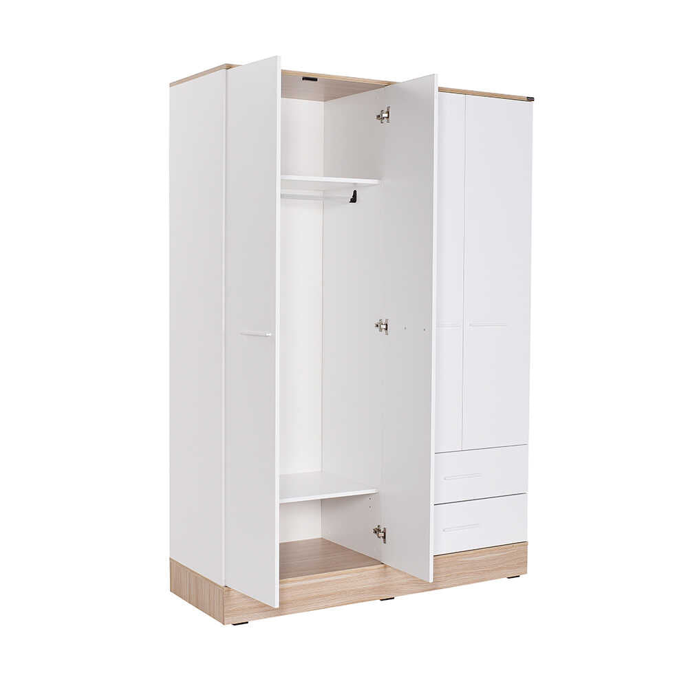 Base Teen Room Wardrobe W/ Four Doors & Two Drawers Italian Oak & White GRD