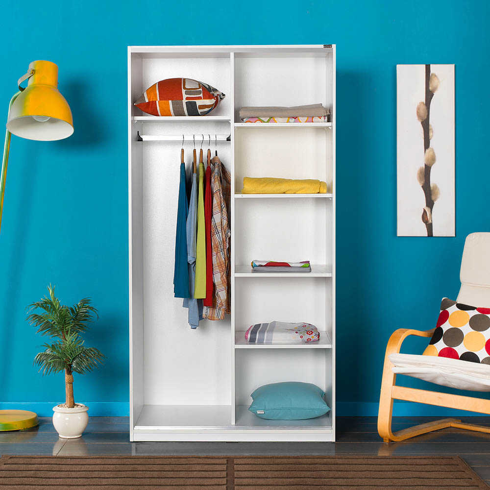 Wardrobe W/ Two Sliding Doors White SWD