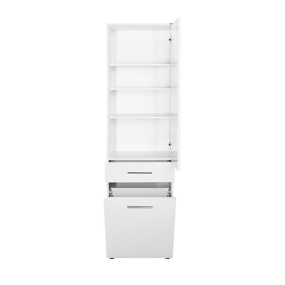 Laundry Cabinet W/ Laundry Basket Section & One Drawer & One Door High Gloss White ADR