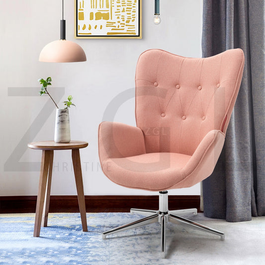 Fabric Accent Chair Modern Tufted Button Wingback Chromed Base Fuchs