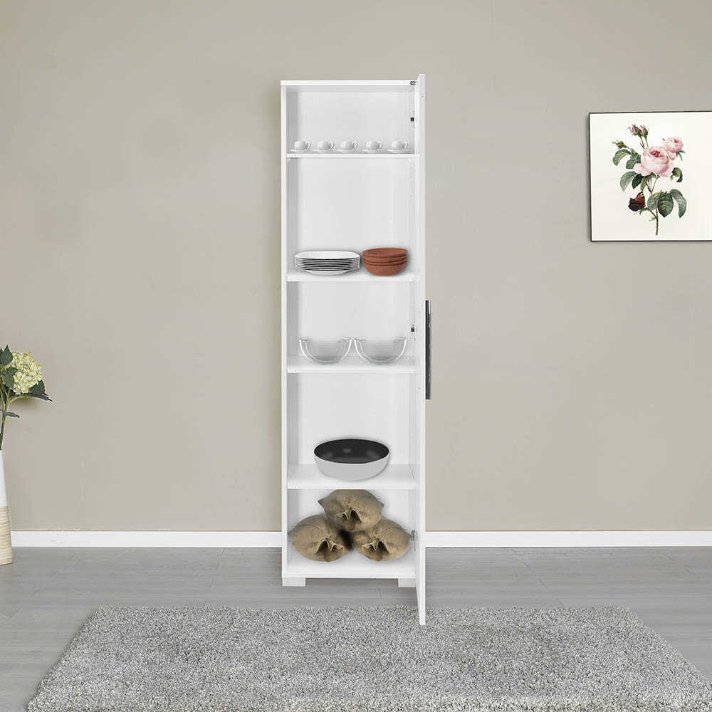 Multipurpose Cabinet W/ Four Shelves & One Door High Gloss White ADR