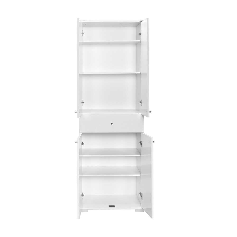 Multipurpose Cabinet W/ Two Sections & Four Doors & One Drawer High Gloss White ADR