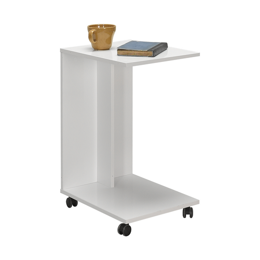 Side Table With Wheels High Gloss White SHP