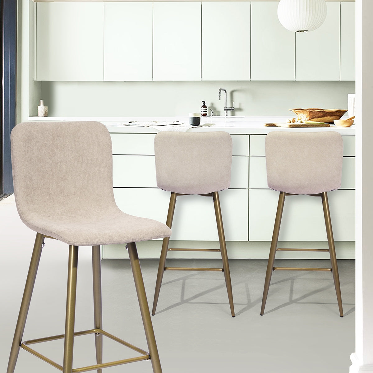 Barstools Fabric Upholstered Golden Legs Bar Stools Scargill