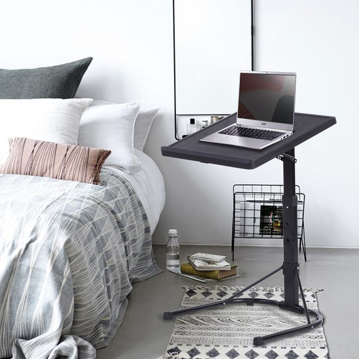 Laptop Table C Side Rolling Table Angel & Height Adjustable Bed Toucher