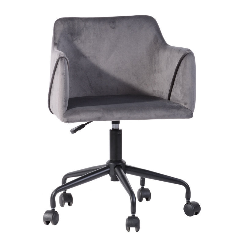 Velvet Upholstered Swivel Ergonomic Home Office Chair Armrest Jamal