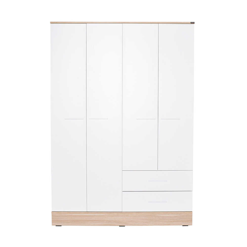 Base Teen Room Wardrobe W/ Four Doors & Two Drawers Italian Oak & White GRD