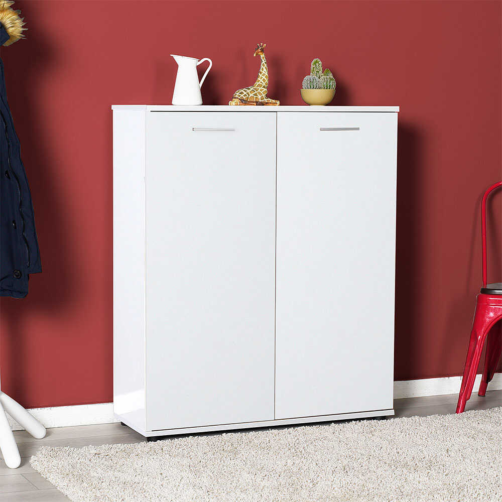 Shoe Cabinet W/ Five Shelves & Two Doors White ADR