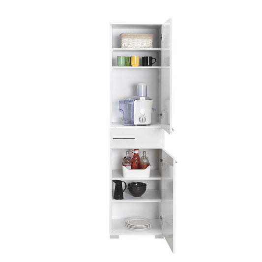 Multipurpose Cabinet W/ Two Sections & One Drawer   High Gloss White ADR