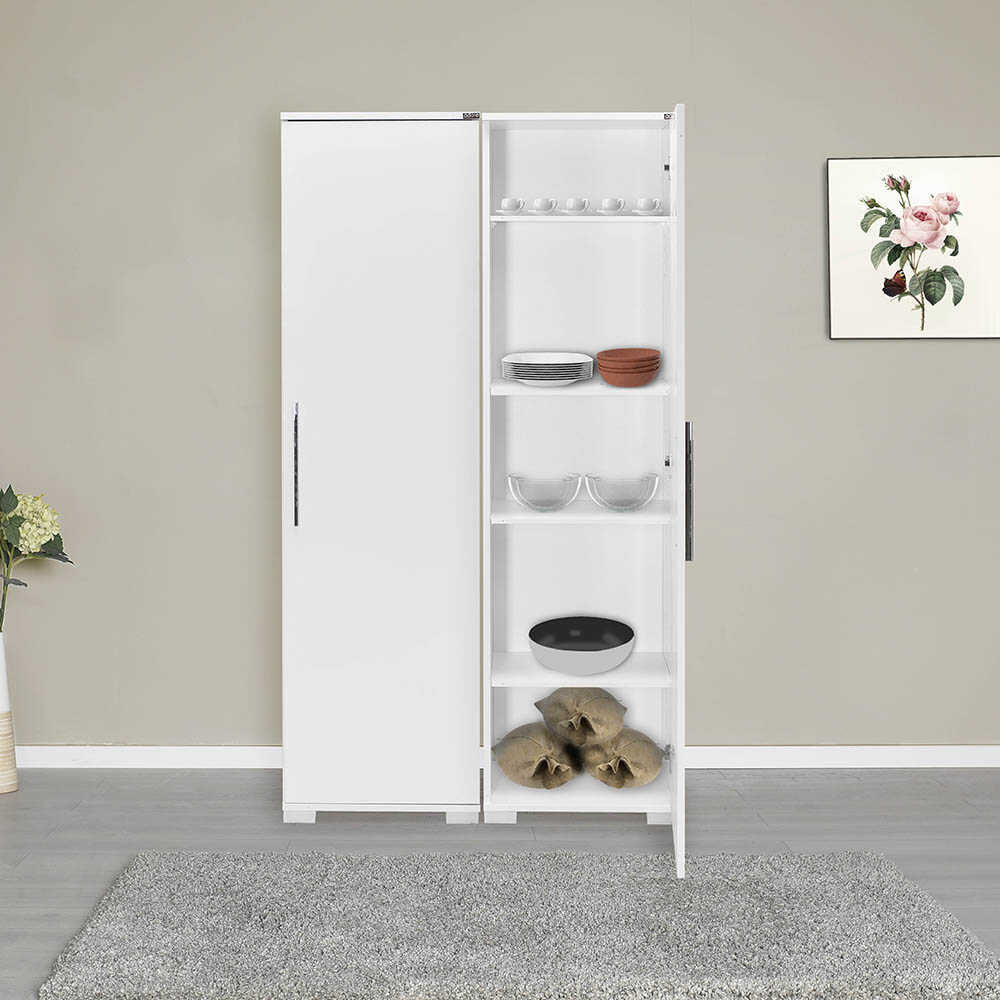Multipurpose Cabinet W/ Four Shelves & One Door High Gloss White ADR