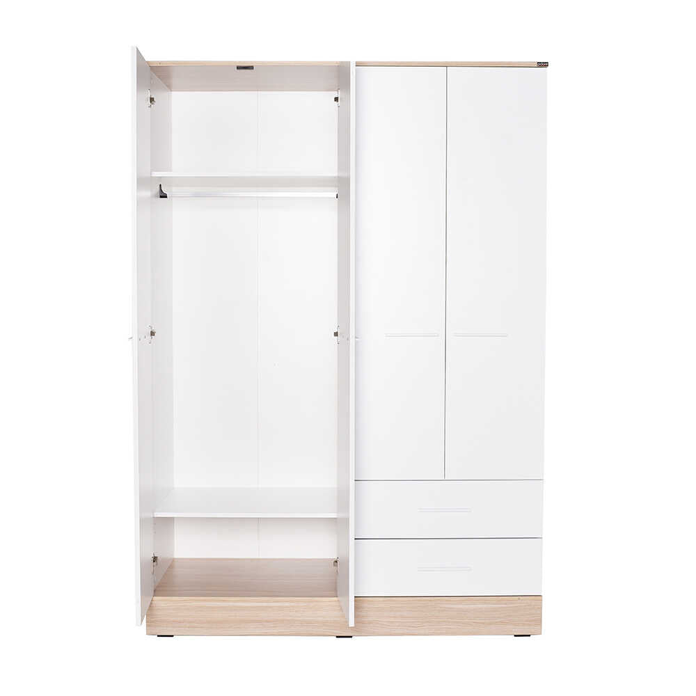 Base Teen Room Wardrobe W/ Four Doors & Two Drawers Italian Oak & White GRD