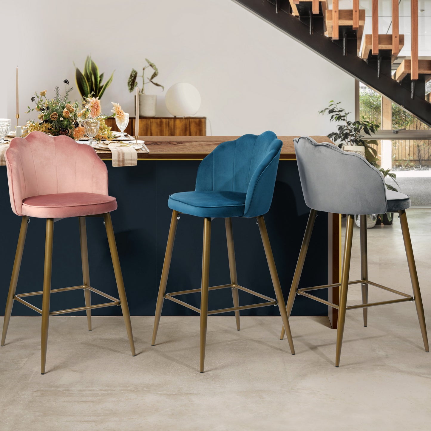Barstools Velvet Upholstered Bar Stools Acuff