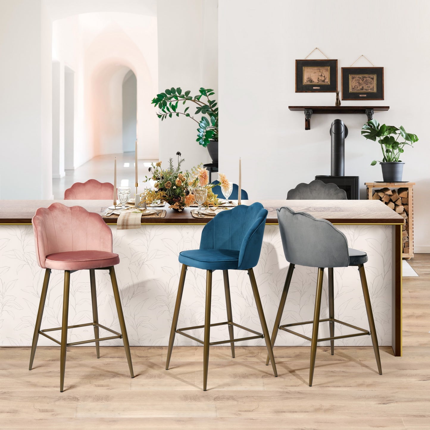 Barstools Velvet Upholstered Bar Stools Acuff