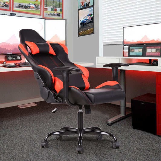 Gaming Chair PU Racing Office Chair Recliner Swivel Rocker with Headrest and Lumbar Pillow Ahien