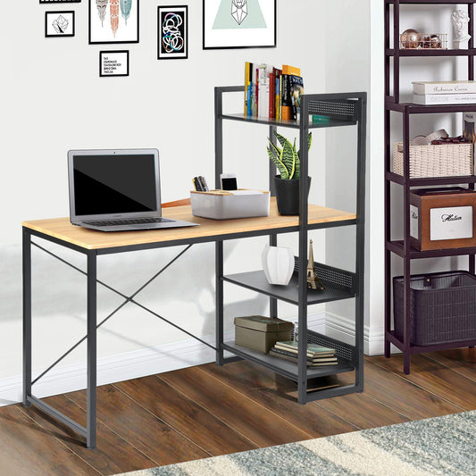 Computer Desk Writing Office Table with 4-Shelves Alaska