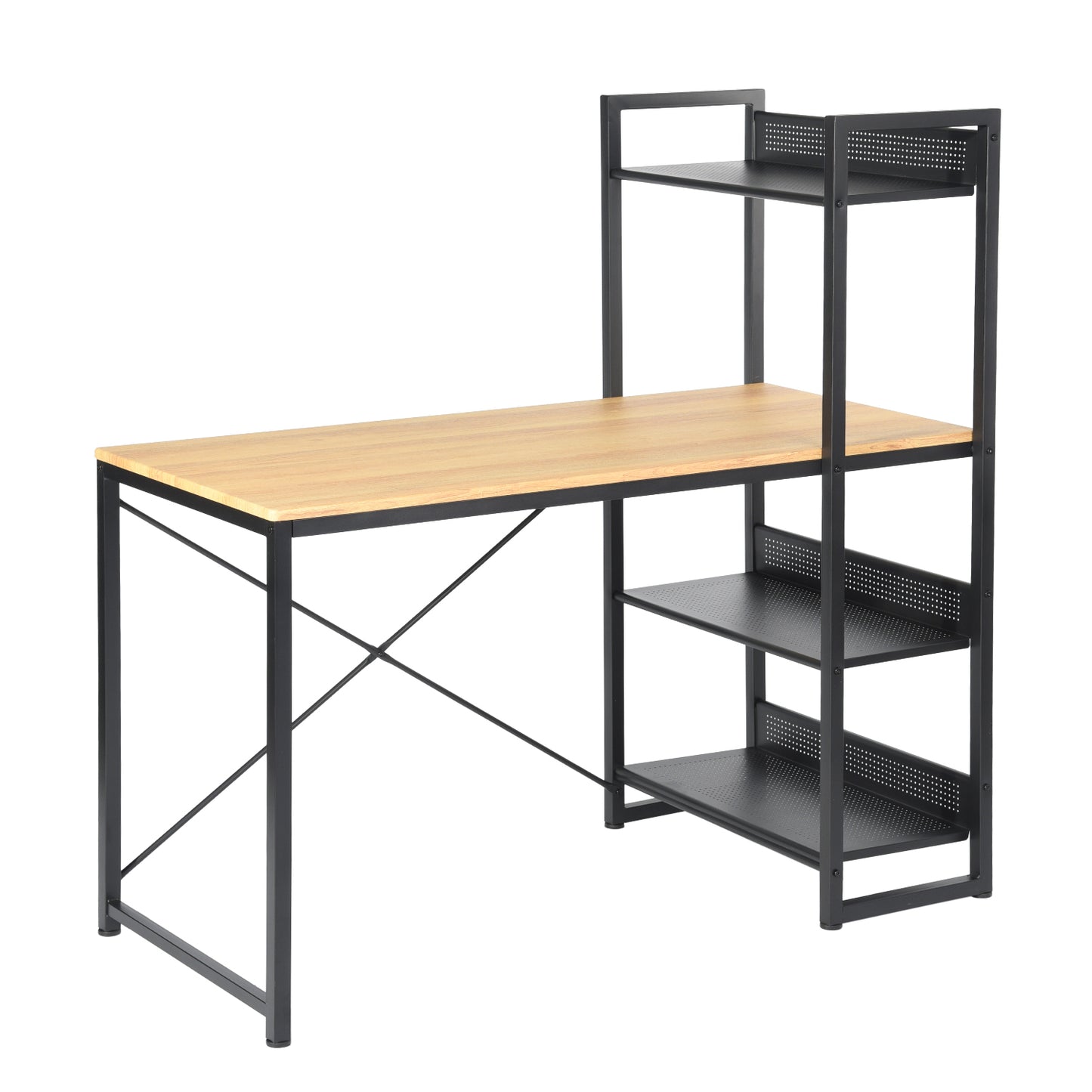 Computer Desk Writing Office Table with 4-Shelves Alaska