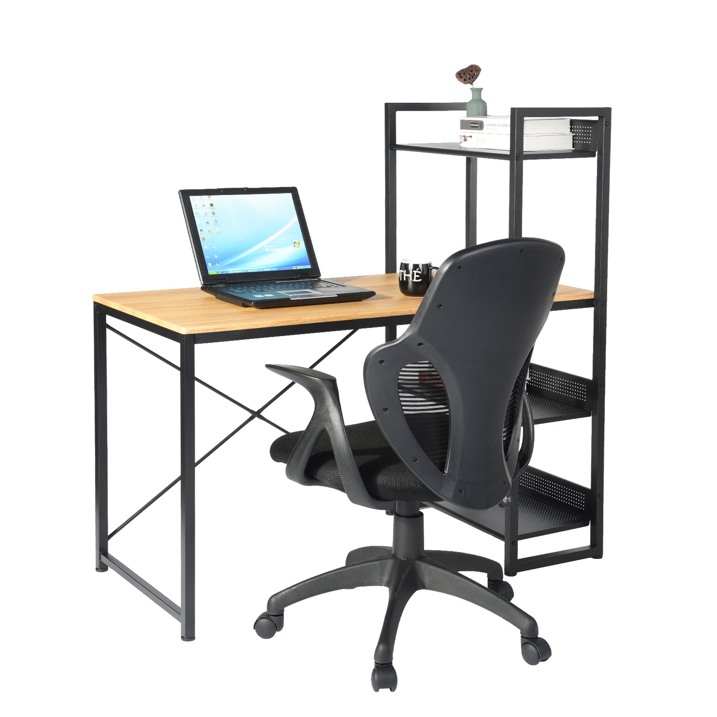 Computer Desk Writing Office Table with 4-Shelves Alaska