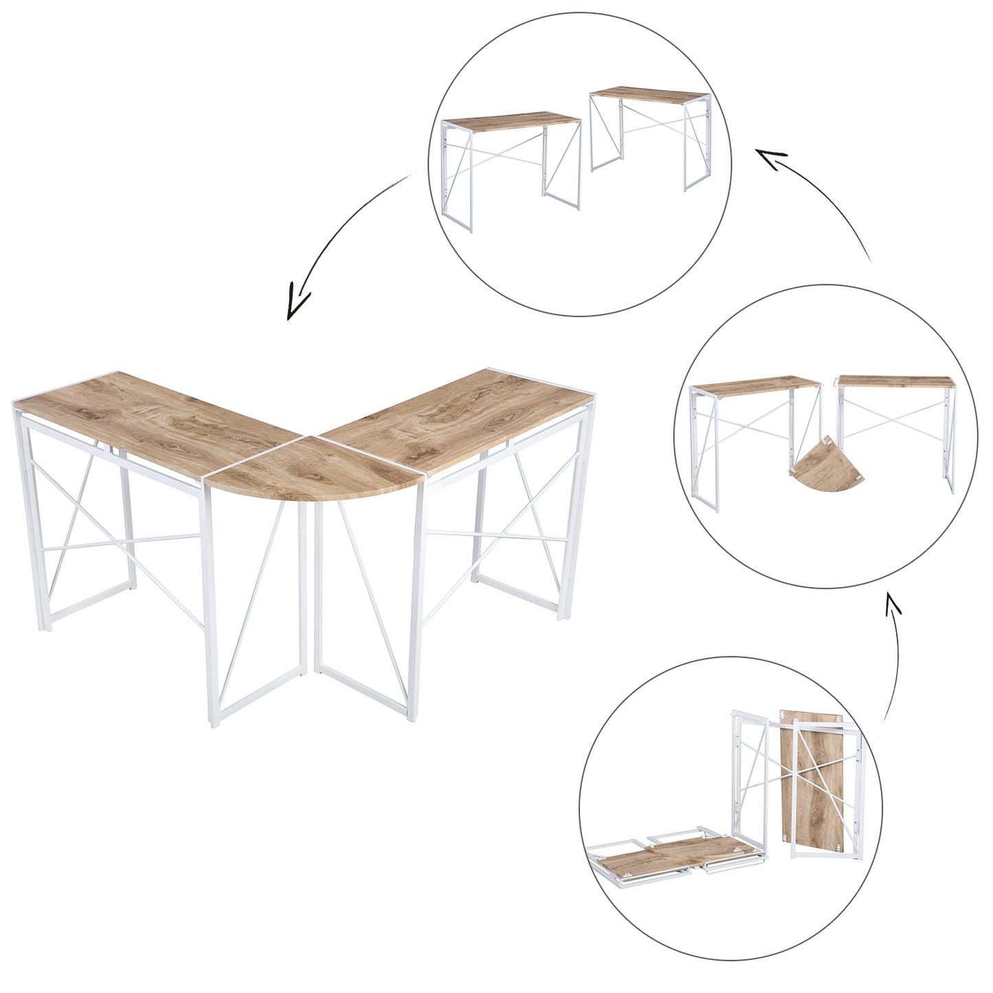 L-Shaped Folding Gaming Desk Home Office Corner Table Albertin
