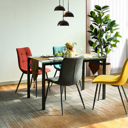 Modern Rectangular Glass Dining Table with Metal Frame Anda