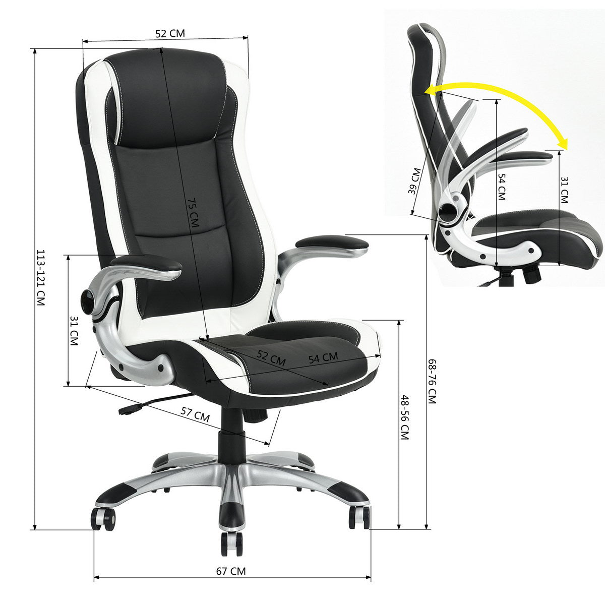 Gaming Chair Racing Office Chair Recliner Swivel Seat Height and Armrest Adjustable Anniston