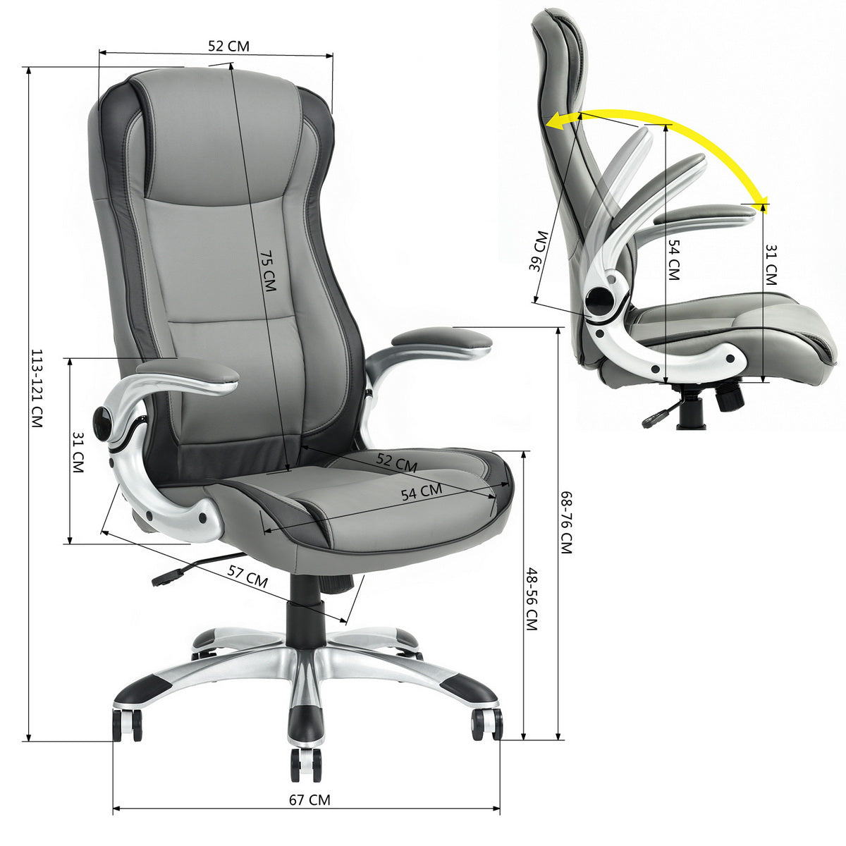 Gaming Chair Racing Office Chair Recliner Swivel Seat Height and Armrest Adjustable Anniston
