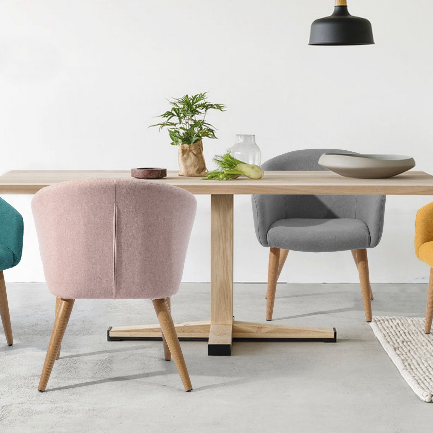 Accent Chair Fabric Upholstered Wooden Legs Side Chair Dining Chair Aokelan